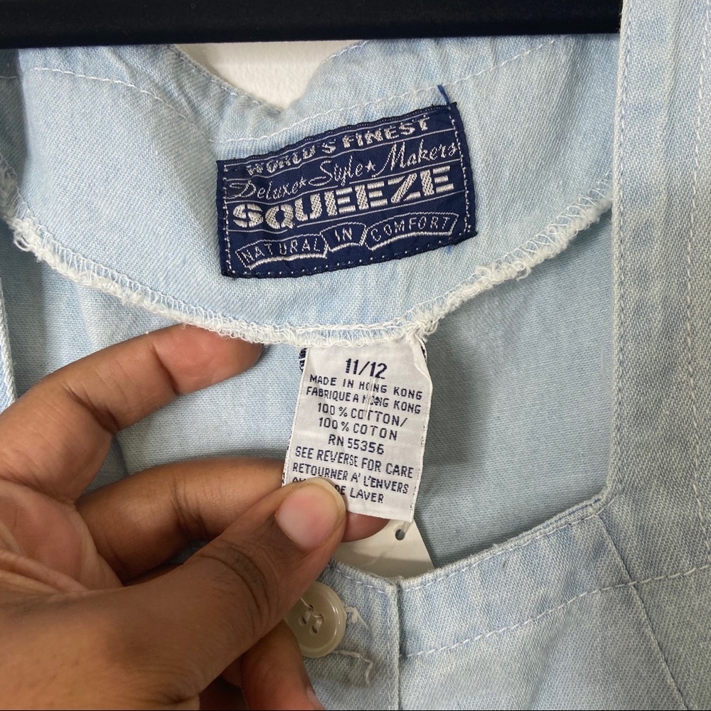 Squeeze Vintage Romper Button Front Tie Back Chambray - Picture 8 of 9